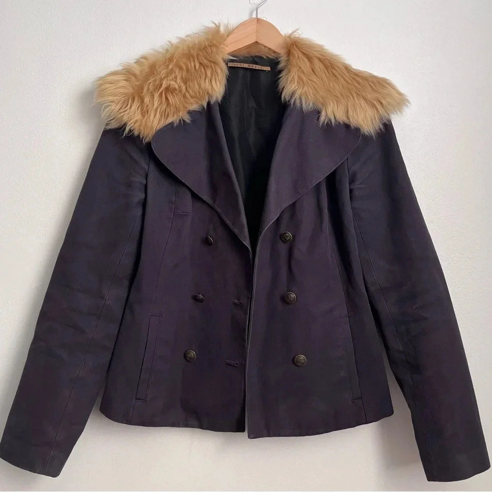 Jenni Kanye Double Breasted Fur Collared Blazer - Jacket